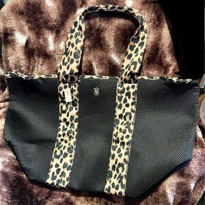 Victoria Secret- Chic Black and Tan Leopard Print Tote